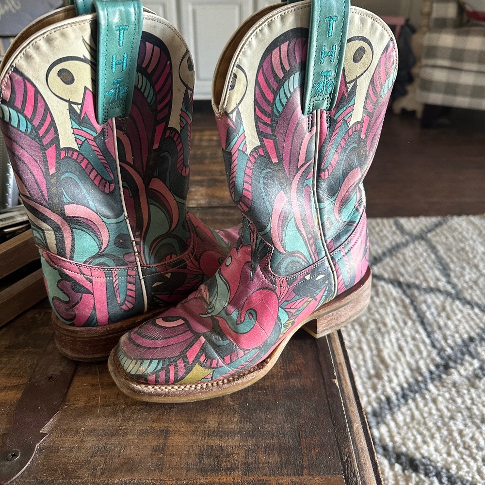 Tin haul Mardi Gras leather big girls cowboy boots